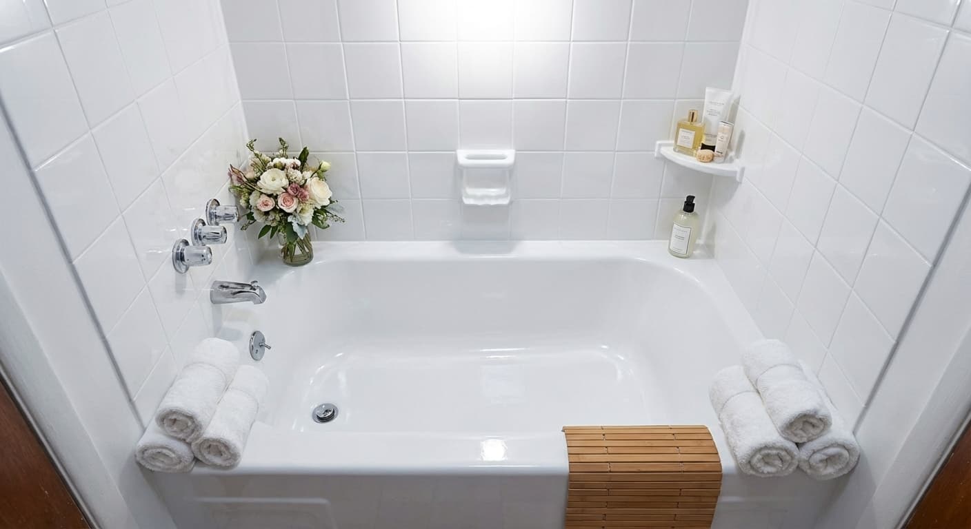 Clean refinished bathtub and tile example