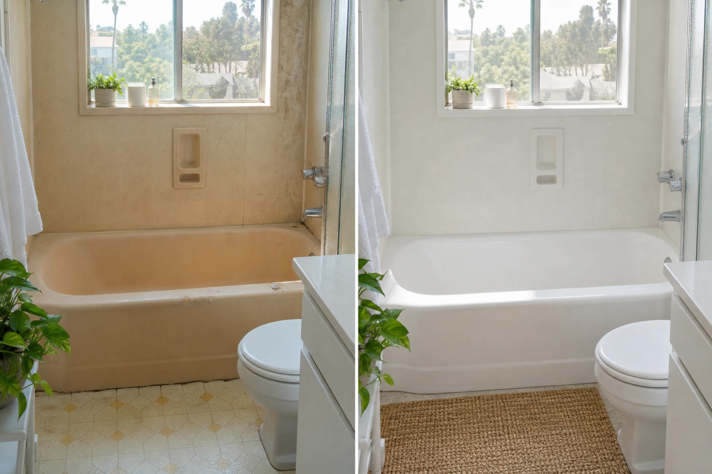 Illustrative Los Angeles bathtub refinishing before and after example